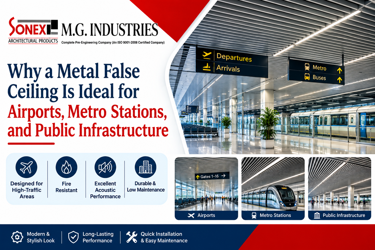 Why a Metal False Ceiling Is Ideal for Airports, Metro Stations, and Public Infrastructure